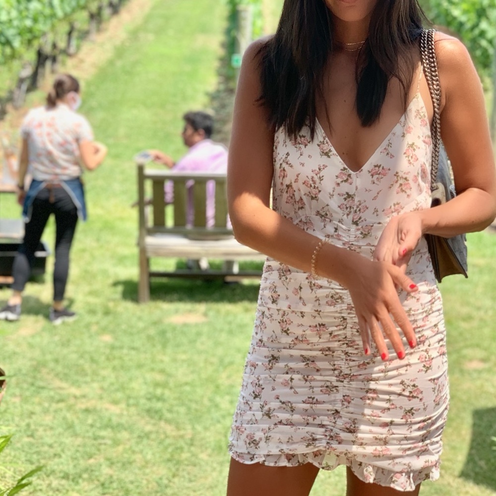 White floral mini dress